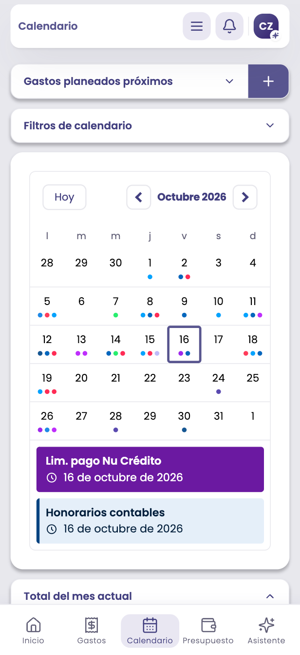 Calendario en el celular